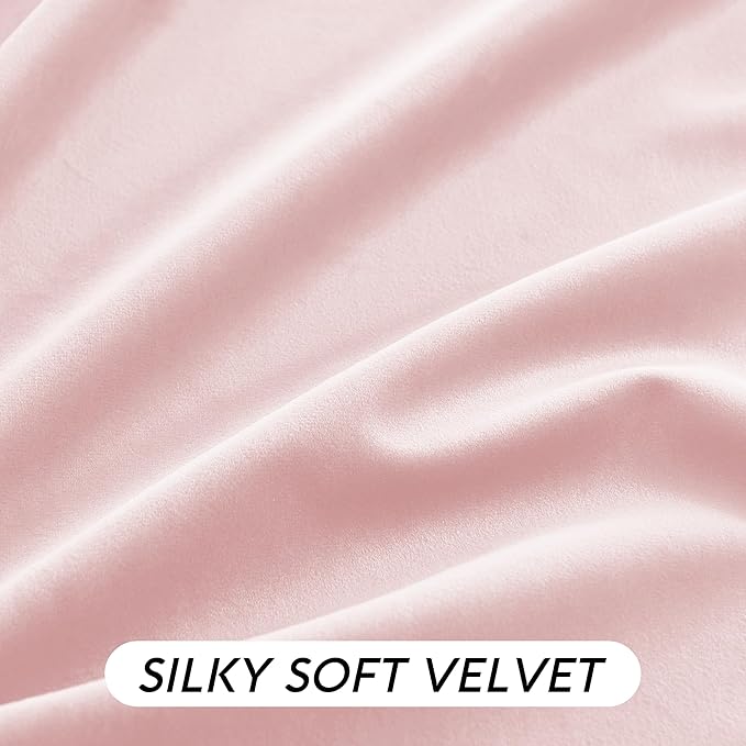 RYB HOME Pink Velvet Curtains 90 inches, Back Tab Soft Fabric Room Darkening Thermal Insulated Luxurious Home Decor Curtains for Living Room Bedroom, W 52" x L 90", 2 Panels Set