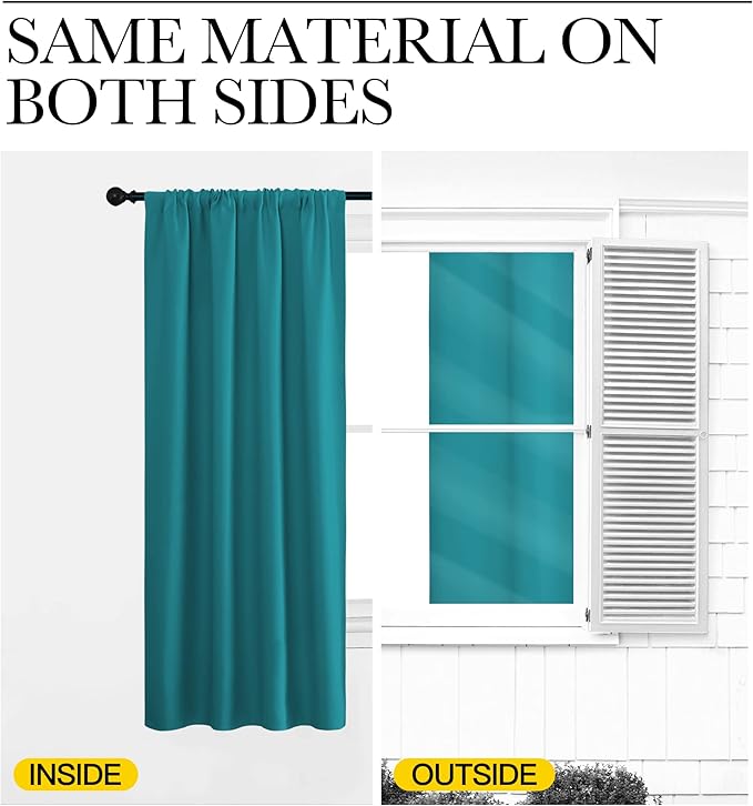 NICETOWN Peacock Blue Blackout Curtains Panels for Window, Thermal Insulated Rod Pocket Blackout Drapes/Draperies for Living Room (2 Panels, W34 x L63 inches)