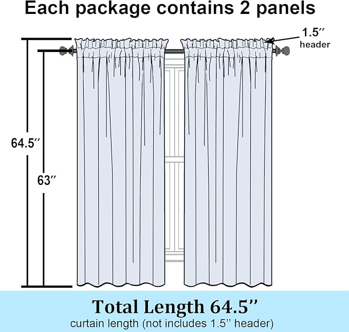 Simplebrand Hunter Green Sheer Curtains 63 Inch Length 2 Panels, Rod Pocket Solid Color Window Sheer Curtain Panels, Elegant Curtains & Drapes for Living Room, Bedroom (Hunter Green, 42" W x 63" L)