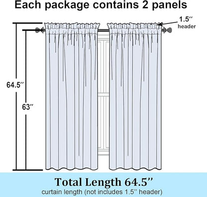 Simplebrand Hunter Green Sheer Curtains 63 Inch Length 2 Panels, Rod Pocket Solid Color Window Sheer Curtain Panels, Elegant Curtains & Drapes for Living Room, Bedroom (Hunter Green, 42" W x 63" L)