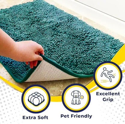 Muddy Mat® | Super Absorbent Door Mat Indoor, Microfiber Quick Dry Chenille Entryway Rug, Non-Slip Front Door Mat, Indoor Mats for Entryway, Machine Washable Pet Rug, Teal 48" x 60"