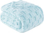Exclusivo Mezcla Queen Size Flannel Fleece Blanket, Super Soft and Warm Lightweight Checkered Pattern Blankets for All Seasons, 90x90 Inches, Light Blue