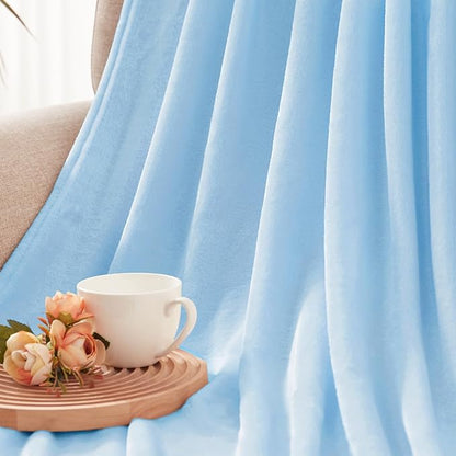 Exclusivo Mezcla Fleece Blanket Twin Size for Bed, Super Soft and Warm, All Season, Cozy, Plush, Lightweight, 60x80 Inches Ice Blue