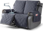 TAOCOCO 100% Waterproof Recliner Loveseat Covers 2 Seater, Split Loveseat Covers for Reclining loveseat, Non Slip Reclining Couch Cover with Double Straps for Kids, Pets(2 Seater, Dark Grey)