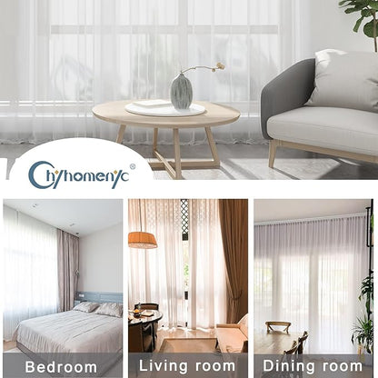 Chyhomenyc Ivory Sheer Curtains 108 Inch Long 2 Panels Set, Light Filtering Long Window Treatment Drapes for Living Room Bedroom Canopy, Each 42Wx108L inches, 9 Feet L, Set of 2, Ivory