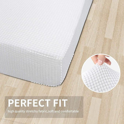 Easy-Going Stretch Cushion Cover Sofa Cushion Furniture Protector Sofa Seat Sofa slipcover Sofa Cover Soft Flexibility with Elastic Bottom(Chiar Cushion,Snow White)