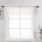 OWENIE Ivory Sheer Valance for Kitchen Windows Set of 2, Small Modern Rod Pocket Voile Valance Curtain Window Treatment Decor for Living Room Bathroom Cafe Laundry Basement, 42" W x 14" L
