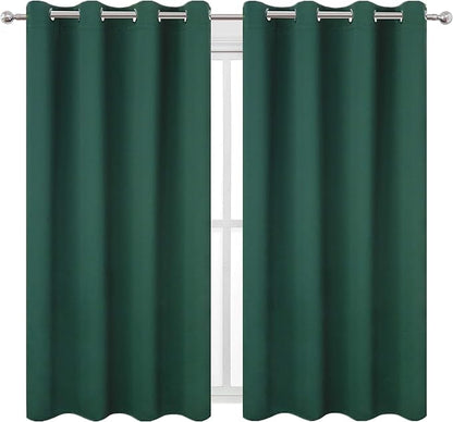 LEMOMO Blackout Curtains 52 x 45 inch/Green Curtains Set of 2 Panels/Thermal Insulated Room Darkening Bedroom Curtains