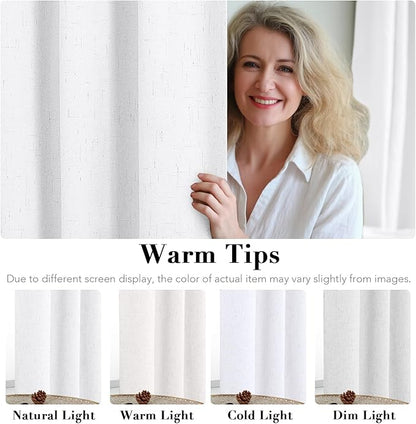 H.VERSAILTEX Primitive Linen Curtains 100% Blackout Curtain Drapes Burlap Curtains with White Thermal Insulated Liner, Grommet Top Drapes Living Room/Bedroom (2 Panels, 42 x 54 Inch, Pure White)