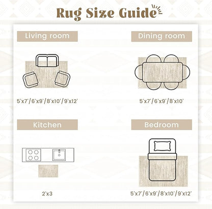 Living Room Rugs 10x14: Washable Moroccan Geometric Boho Rug Farmhouse Non Slip Stain Resistant Large Rug Low Pile Soft Carpet for Bedroom Dining Room Kids Room (Camel,10'x14')