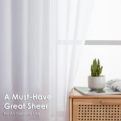 OVZME White Sheer Curtains 78 Inches Long 2 Panels - Soft Light Filtering Window Sheer Panels for Living Room/Bedroom, Top Dual Rod Pocket, 1 Pair, Each 42Wx78L Inches