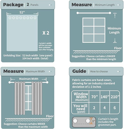 BGment Blackout Curtains for Bedroom - Grommet Thermal Insulated Room Darkening Curtains for Living Room, Set of 2 Panels (52 x 72 Inch, Grey)