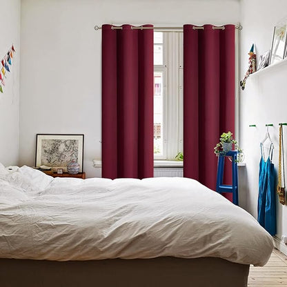 BGment Blackout Curtains - Grommet Thermal Insulated Room Darkening Bedroom and Living Room Curtains, Set of 2 Curtain Panels (42 x 84 Inch, Burgundy)