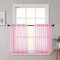 Pink Kitchen Curtains 30 Inch Length Tier 2 PCS, Solid Soft Airy Half Curtains for Windows, Pink Sheer Rod Pocket Drapes for Bathroom Basement Small Window, 42" Wx30 L Inches