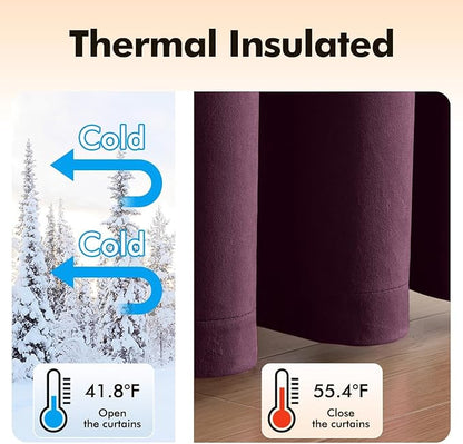 MIULEE Velvet Curtains Purple Orchid Elegant Grommet Thermal Insulated Soundproof Room Darkening Curtains/Drapes for Classical Living Room Bedroom Decor 52 x 108 Inch Set of 2