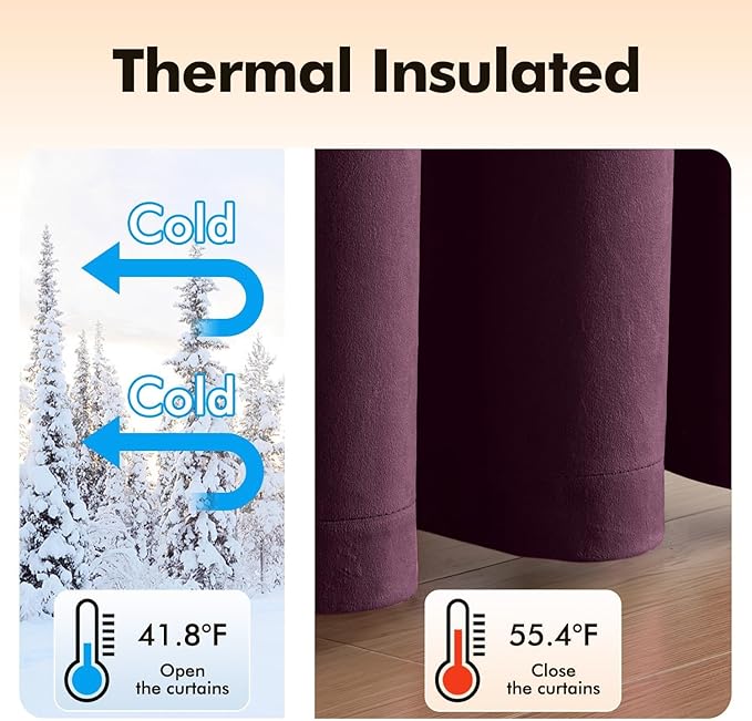 MIULEE Velvet Curtains Purple Orchid Elegant Grommet Thermal Insulated Soundproof Room Darkening Curtains/Drapes for Classical Living Room Bedroom Decor 52 x 96 Inch Set of 2