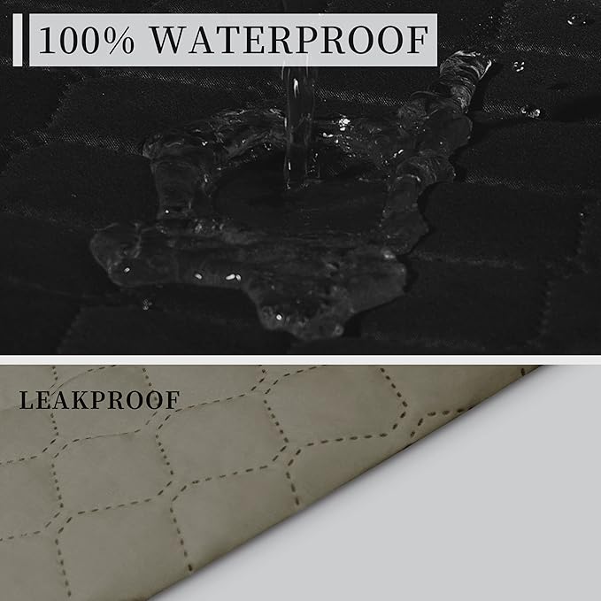 ISSUNTEX Double Protection 100% Waterproof Recliner Covers for Living Room, Reversible Furniture Protector Recliner Couch Sofa Slipcover for Dogs, Pets, Kids (Recliner, Black/Beige)