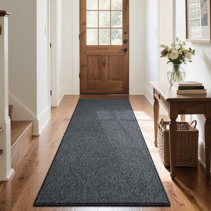 FinRèc 2x6 Washable Runner Rugs for Kitchen Hallway Bedroom, Low Pile Thin Rug Solid Color, Non-Slip Carpet Indoor for Home Decor (Grey)