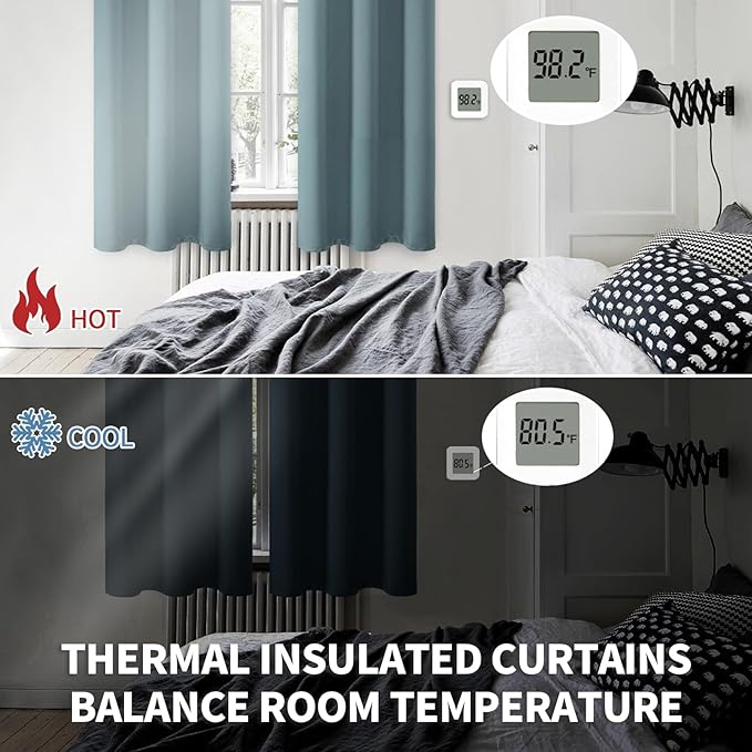 BGment Room Darkening Curtains 72 Inches Long - Grommet Thermal Insulated Drapes Window Treatment Curtains for Bedroom, 2 Panels, 42 x 72 Inch, Stone Blue