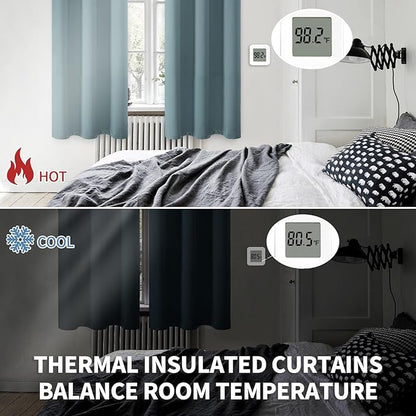 BGment Room Darkening Curtains 72 Inches Long - Grommet Thermal Insulated Drapes Window Treatment Curtains for Bedroom, 2 Panels, 52 x 72 Inch, Stone Blue