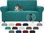 ZNSAYOTX Super Stretch Couch Cover Love Seat Sofa Covers for Living Room Dogs Pet Friendly Furniture Protector Spandex Loveseat Slipcovers with Anti Slip Foam Sticks (Peacock Teal, Loveseat)