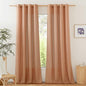 NICETOWN Rustic Linen 132 inch Long Curtains for Living Room, Grommet Privacy Added Thick Linen Weave with Light Filter Window Curtains & Drapes for Bedroom, Burnt Orange, W55 x L132, 2 Panels