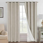H.VERSAILTEX Linen Curtains 100% Blackout Curtains for Bedroom 90 inch Long Full Light Blocking Nature Linen Blended Window Curtains for Living Room Nickel Grommet (2 Panels, Cobblestone)