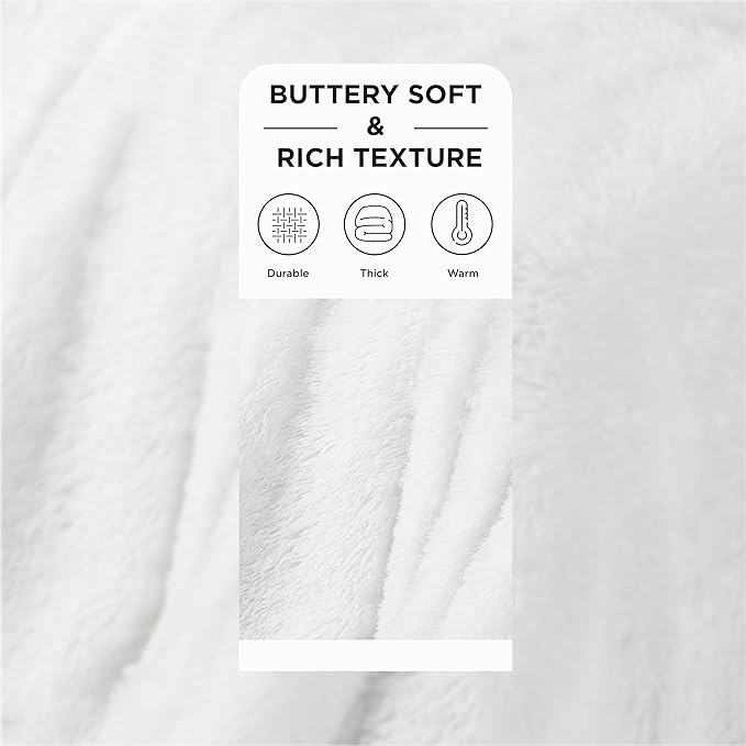 Bedsure GentleSoft Fuzzy Sherpa Faux Fur Twin Blanket White Cozy Gifts for Women Men, Soft Fleece Plush Warm Minky Thick Blanket Twin Size for Bed, Couch, White Room Decor Dorm Essentials, 60x80