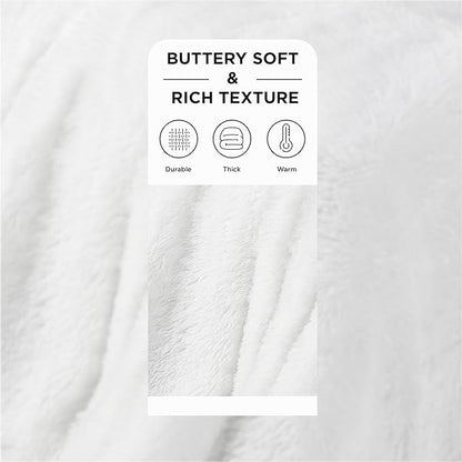 Bedsure GentleSoft Fuzzy Sherpa Faux Fur Twin Blanket White Cozy Gifts for Women Men, Soft Fleece Plush Warm Minky Thick Blanket Twin Size for Bed, Couch, White Room Decor Dorm Essentials, 60x80
