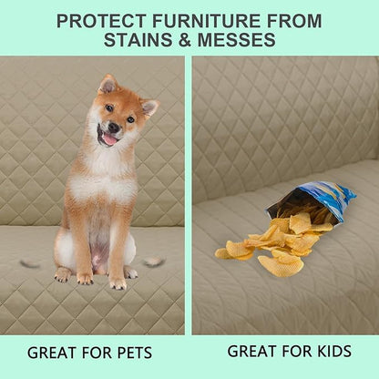 Reversible Oversized Sofa Covers Couch Cover Furniture Protector for Dogs Elastic Straps Water Resistant(XLSofa,Camel/Beige)