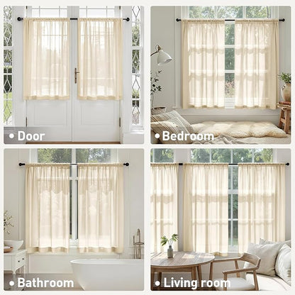 MIULEE Cream Sheer Curtains 63 Inches Long, 4 Panels Set, Light Filtering Rod Pocket Voile Drapes for Living Room and Bedroom, Airy Soft Fabric Window Treatments, 42 x 63 Inches