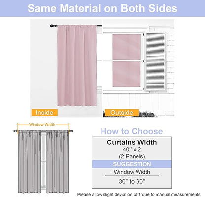 Simplebrand Ava Blush Blackout Curtains for Bedroom, 72 Inch Length, 2 Panels Set, Privacy Thermal Insulated Rod Pocket Window Curtains for Patio, French Door, W40 x L72 Inch