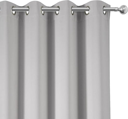 LEMOMO Blackout Curtains 52 x 108 inch/Light Grey Curtains Set of 2 Panels/Thermal Insulated Room Darkening Bedroom Curtains