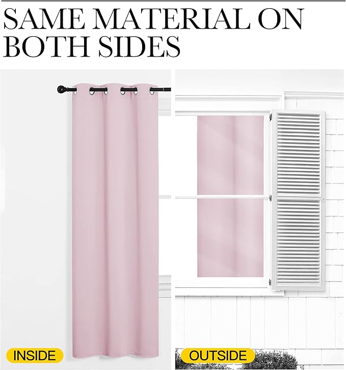 NICETOWN Baby Pink Blackout Curtains 78 inches Length for Bedroom, 2 Panels, 42" Wide, Thermal Insulated Decoration Drapes for Office Window