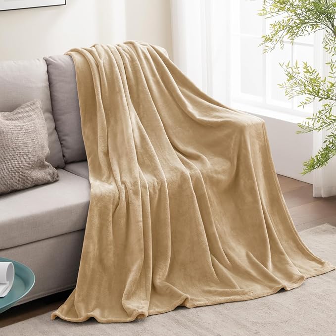 BEDELITE Fleece Blanket Light Camel Throw Blankets for Couch & Bed, Luxury Plush Cozy Fuzzy Blanket 50" x 60", Super Soft Warm Lightweight Throw Blanket for Travel Camping