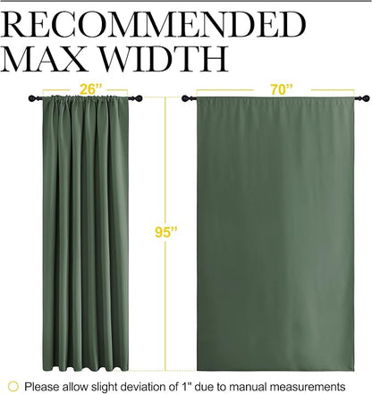 NICETOWN 2 Panels Blackout Curtains, Rod Pocket Thermal Insulated Drapess for Bedroom, Privacy Protection Easy-Care Heavy Duty Curtains for Living Room/Dining Room, W70 x L95 inches, Dark Mallard