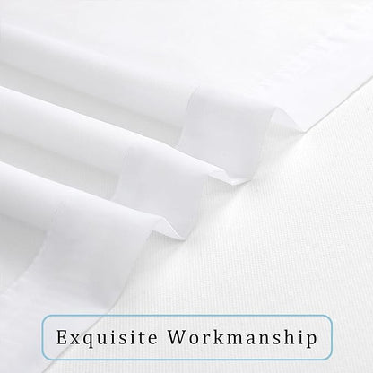 OWENIE Short White Sheer Curtains 36 Inches 2 Panels Set - Kitchen Tiers Valances Curtains Light Filter Rod Pocket Voile Cafe Curtains for Kitchen Bathroom Small Half Window, 42 in W x 36 in L