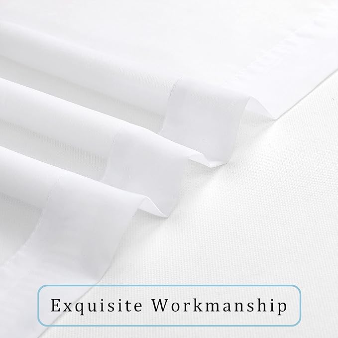 OWENIE White Sheer Curtains for Kitchen Valance Set of 2, Small Short Modern Rod Pocket Voile Valance Curtain Window Treatment Decor for Living Room Bathroom Cafe Laundry Basement, 42" W x 14" L