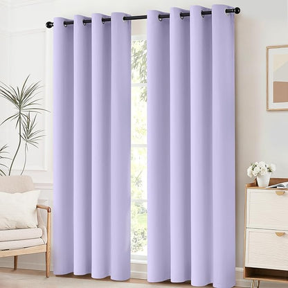 Yakamok Room Darkening Grommet Window Drapes Thermal Insulated Light Blocking Blackout Curtains for Bedroom(52Wx72L,Lilac,2 Panels)