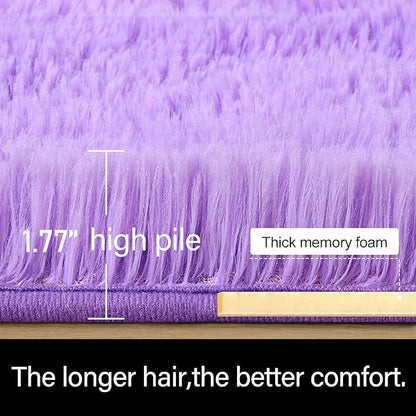 LOCHAS Ultra Soft Indoor Modern Area Rugs Fluffy Living Room Carpets for Children Bedroom Home Decor Nursery Rug 4x5.3 Feet,Lavender Purple