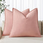 MIULEE Decorative Linen Pillow Covers 20x20 Inch Pink Boho Farmhouse Neutral Valentine Spring Couch Throw Pillows for Bed Pack of 2 Accent Modern Pillowcase Sofa Livingroom Home Decor