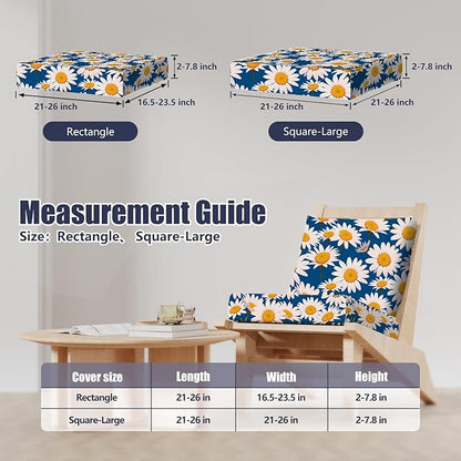 8Pcs Stretch Patio Cushion Covers, Outdoor Couch & Sofa Replacement Slipcovers for Patio Furniture Cushion Covers, Washable Reusable Furniture Protector