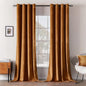 MIULEE Velvet Curtains Gold Brown Elegant Long Grommet Curtains Black Out Thermal Insulated Soundproof Room Darkening Drapes for Fall Living Room Bedroom 52 x 96 Inch Length Set of 2, Pumpkin Brown