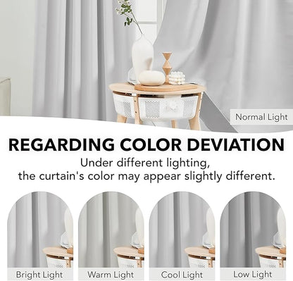 Deconovo Blackout Curtains, Thermal Insulated, W52 x L84 2 Panels, Back Tab, Machine Washable, Room-Darkening Drapes for Bedroom/Living Room Greyish White