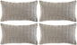 Fancy Homi 4 Packs Grey Decorative Throw Pillow Covers 12x24 Inch for Living Room Couch Bed, Rustic Modern Farmhouse Boho Home Decor, Soft Plush Corduroy Gray Cute Square Accent Cushion Case 30x60 cm