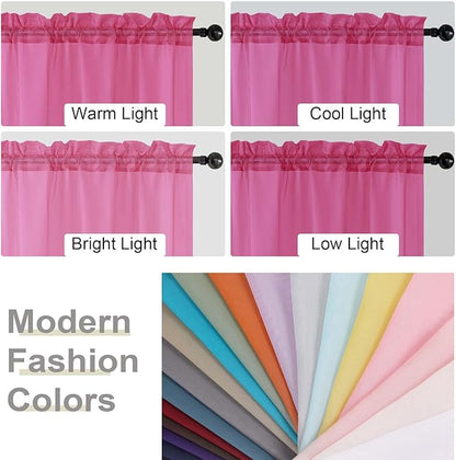 Hot Pink Sheer Curtain for Bedroom Living Room 78 Inches Long 2 Panels Set, Solid Soft Airy Light Filtering Sheer Window Curtains, Modern Rod Pocket Door Curtain, Hot Pink, 42" Wx78 L Inches