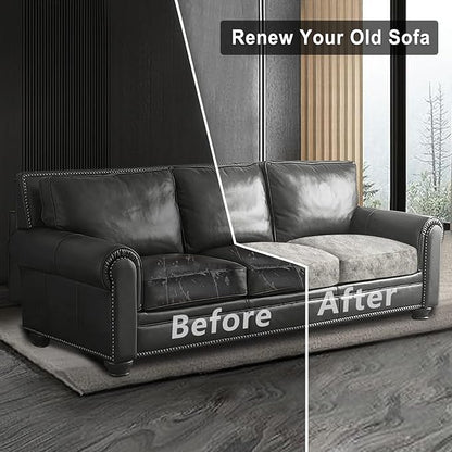 Leather Look Couch Cushion Covers Sofa Seat Slipcovers Sets Couches Furniture Protector for Sectional Armchair Loveseat Pets Kids Stretch Spandex Fabric (3 Cushion Sofa, Griege)