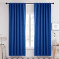 Deconovo Solid Rod Pocket Curtains Room Darkening Curtains Blackout Thermal Insulated Curtains for Patio Door 52Wx95L Inch Royal Blue Set of 2