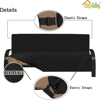 Easy-Going Futon Sofa Slipcover - Reversible Armless Couch Cover - Water Resistant for Pets & Kids (Black/Black)