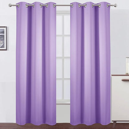 LEMOMO Blackout Curtains 42 x 84 inch/Lavender Curtains Set of 2 Panels/Thermal Insulated Room Darkening Bedroom Curtains